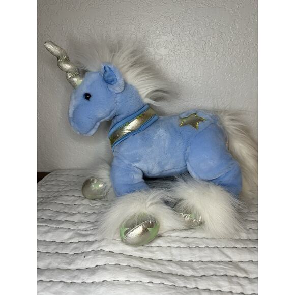 2007 Animal Alley Toys R Us Stars Unicorn Stuffed Animal Plush Blue White 18" - Picture 1 of 10